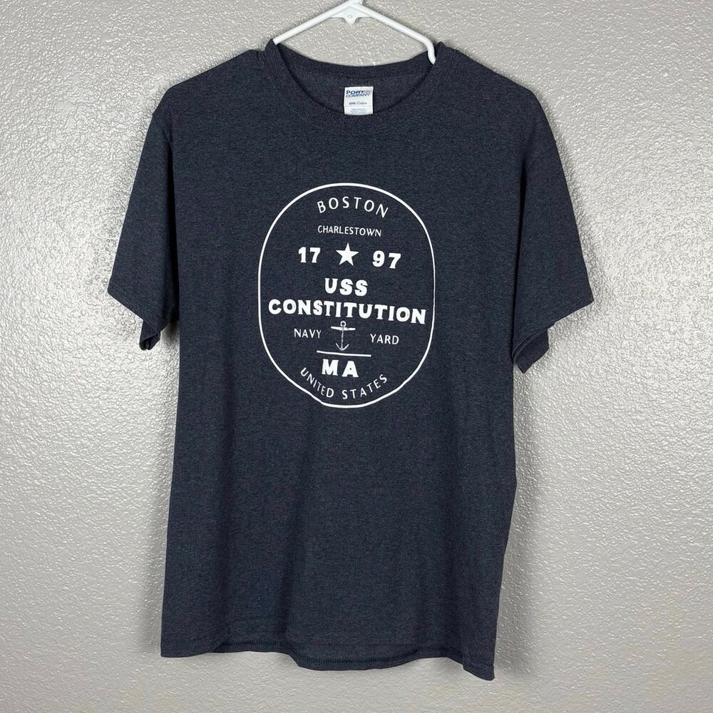 Port & Company Men’s Size Medium Boston Navy Yard USS Constitution Grey Shirt